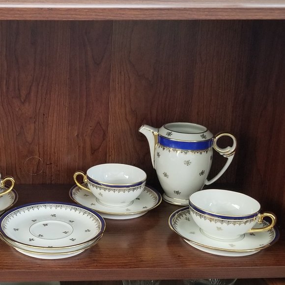 Limoges France Porcelain d'art & More ~ Sugar Bowl, Creamer, Cups and Saucers - Picture 2 of 16